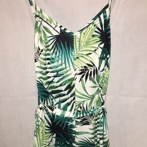 Tropical Print Front Split Spaghetti Straps Maxi Dress | Size M